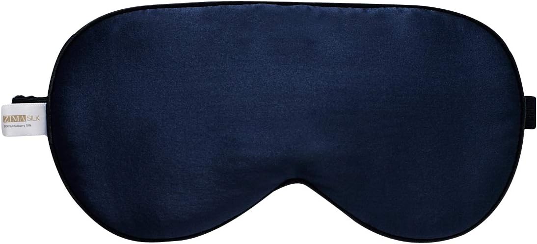 ZIMASILK 100% Natural Silk Sleep Mask,Adjustable Super-Smooth Soft Eye Mask for Sleep,12 Color Option(Navy Blue): Health & Personal Care