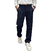 JMIERR Men's Baggy Pants Pleated Wide Leg Casual Dress Loose Fit Slacks Trousers