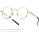 AIEYEZO Round Steampunk Sunglasses Trendy Retro Circle Glasses Gothic Metal Frame 100% UV Blocking Lens