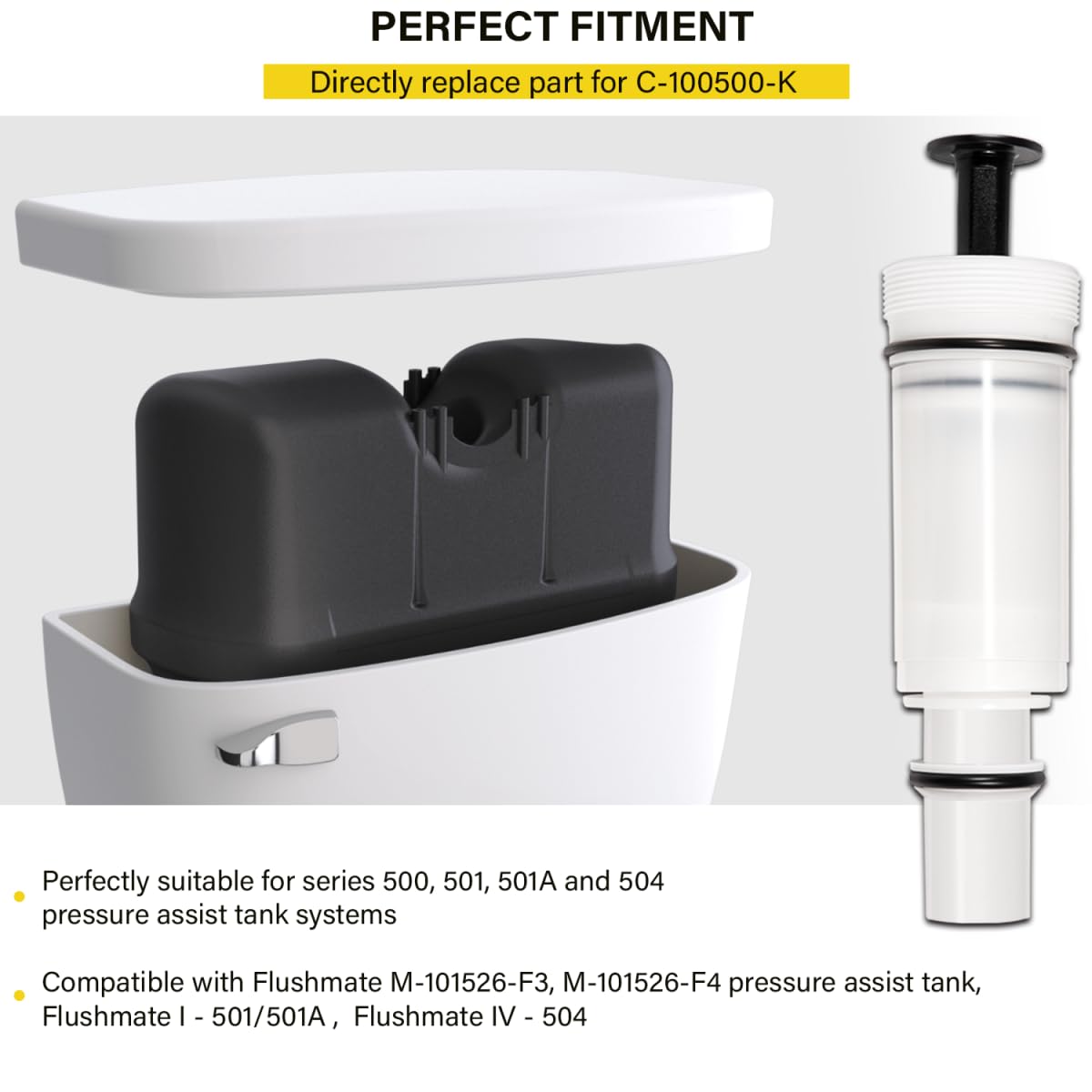 Photo 1 of Replacement For C-100500-K Flushmate Cartridge Toilet Piston Cartridge Parts for Compatible with 500, 501, 501A and 504 Series Flushmate Tank System