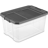 CLMSTE 76 Quart Clear Stacker Storage Container with Dark Gray Lid