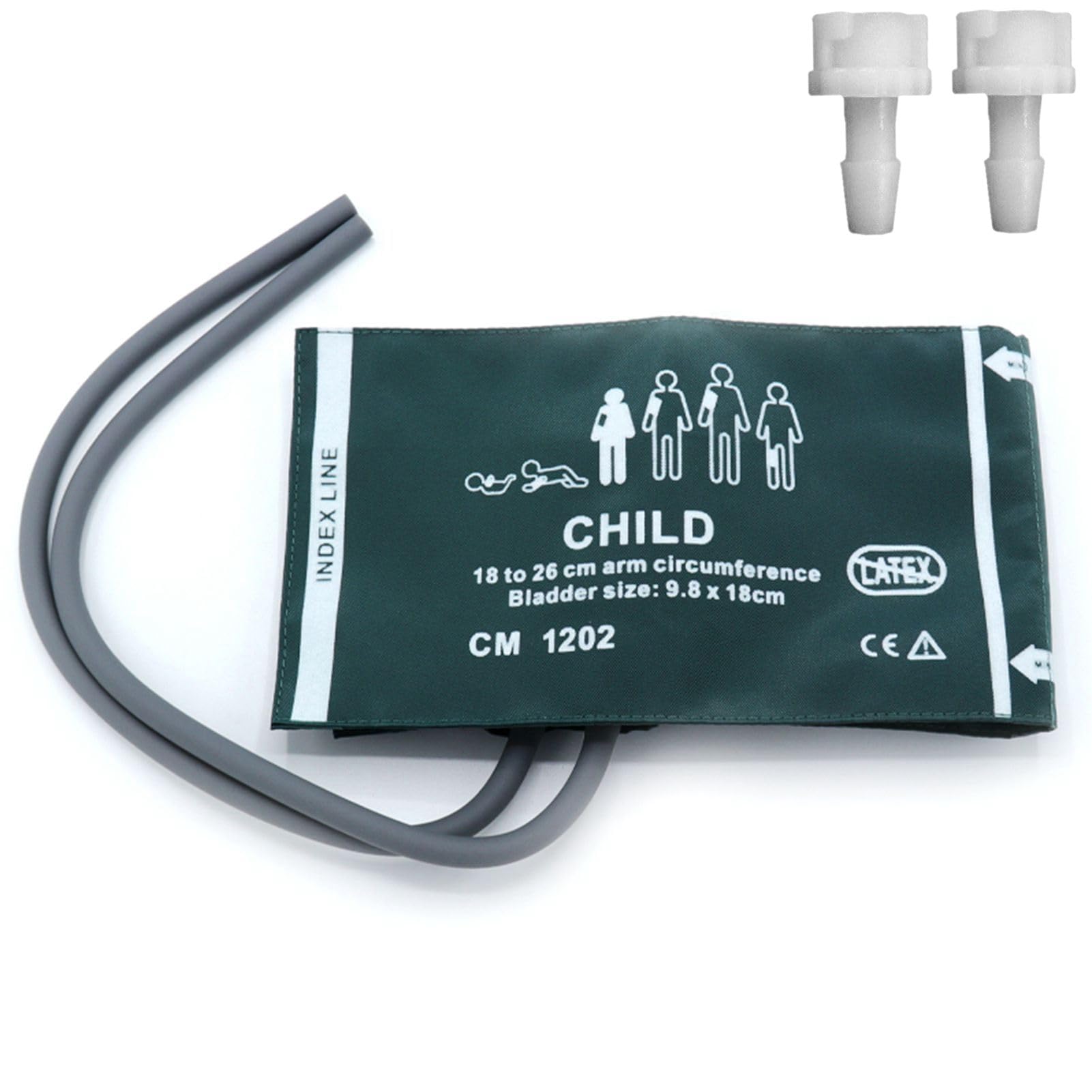 NIBP Cuff with BP18 Connectors for Child, 18-26 cm Reusable Dual Tube Nylon Replacement BP Cuff with Inner Airbag for Blood Pressure Monitor Machine