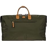 Bric's X-Travel Deluxe Duffle for Men and Women - Lightweight Overnight Carry On Travel Luggage with Tuscan Leather Trim and Sleeve Attachment - Water-Resistant Weekender or Gym-Ready Duffel