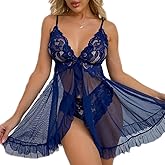 AEKAN Women Lingerie Lace Chemise Sleepwear Babydoll Nightwear Sexy Strap Nightgown Chemise