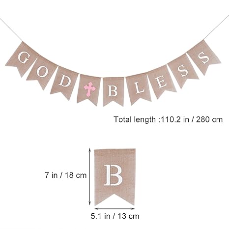 2 8 Meters God Bless Letters Burlap Forked Tail Banners Garland
