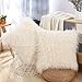 FURTALK Christmas Decorative Square Throw Pillow Covers Set Faux Fur Cushion Cover for Sofa Bedroom Car