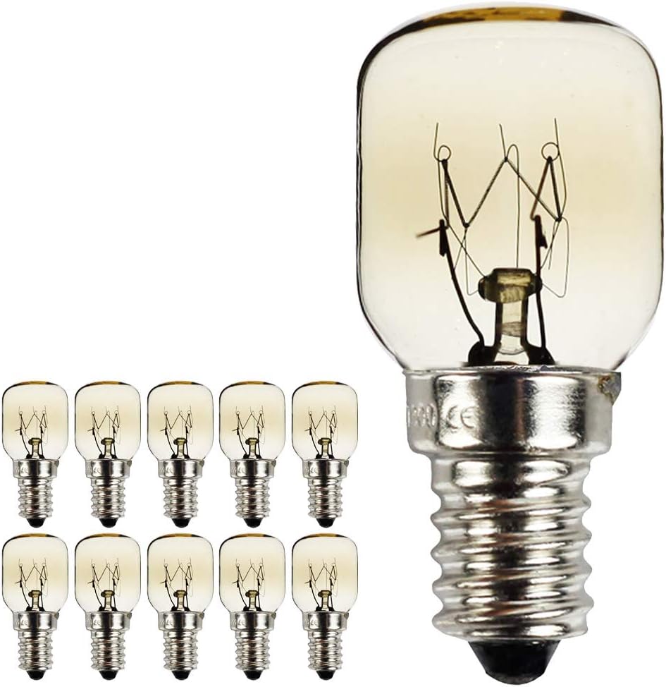 10pieces/Pack SES E14 Screw Cap Nickel Plated Pygmy Lamps 300 Degree Microwave/Oven Rated Light Bulbs Night Bulb (25)