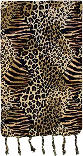 Turtle Island ImportsLeopard with Stripes Animal Print Sarong Brown