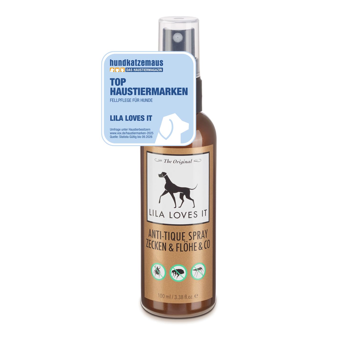 LILA LOVES IT Natürlicher Insektenschutz für Hunde – Anti Zecken Spray mit ätherischem Öl, Effektiver Schutz vor Zecken, Mücken & Flöhen, Anti-TIQUE Spray, 100 ml