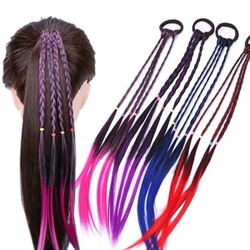 Amazon Com Raynag Set Of 4 Girls Wig Braided Hair Extension With