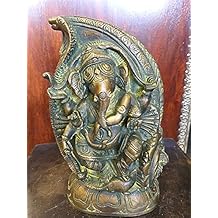 Ganesha Statue Dancing Ganesh In Conch Handmade Brass Sculpture From India