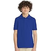 Real School Uniforms Boys Short Sleeve Pique Polo with Three Button Placket Ribbed Collar T-Shirt