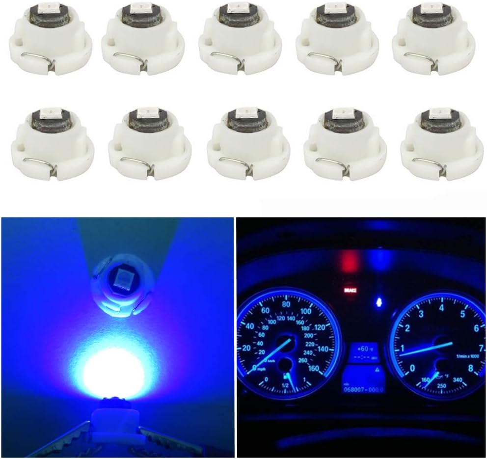 WLJH 10x Blue T4.7 / T5 Neo Wedge 3030SMD Chip 12mm Base Led Neo Wedge Heater A/C Controls LED Light Car Replacement for 2001-2011 Dodge RAM 1500 2500 3500 …