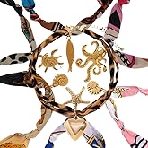 LCSDDWAS 7 Pcs Bandana Necklace With Charms For Women, Scarf Necklace With Charm.Choker Necklaces For Women Boho Beach Jewelry Gift For Women