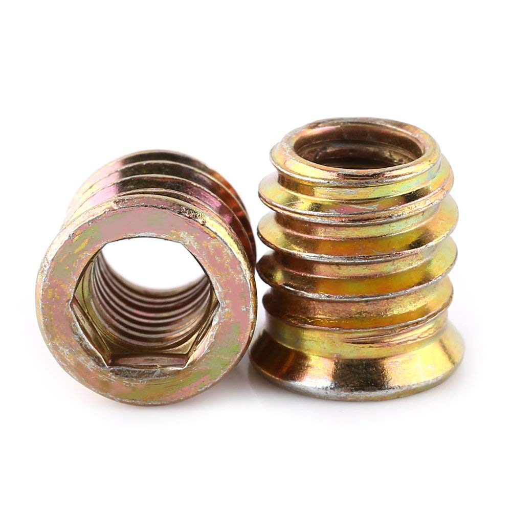 20Pcs/Set M6 M8 M10 Zinc Alloy Hex Drive Nut Threaded Insert Wood Insert Nuts For Furniture Hardware Fasteners (M8*15mm)
