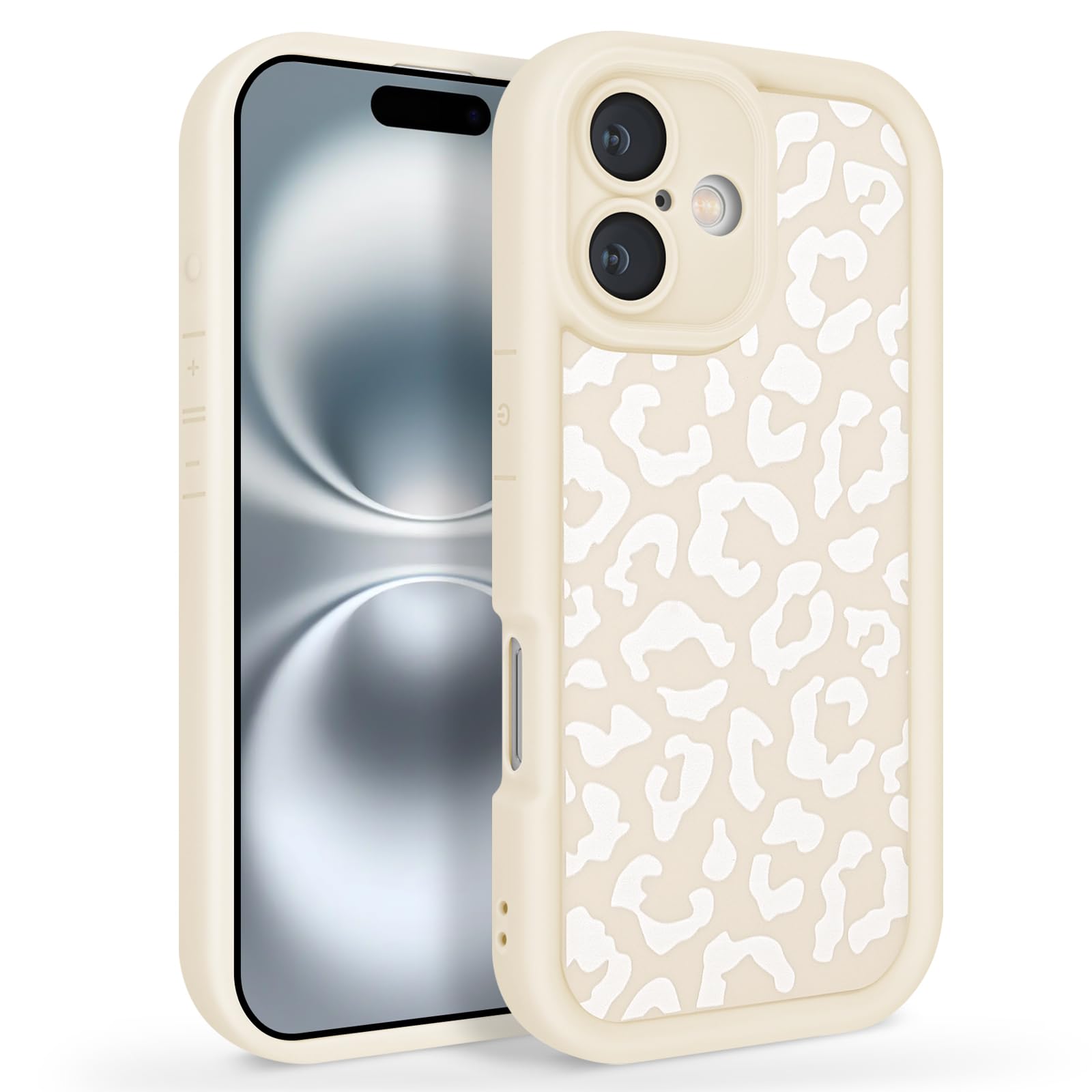 Newseego Case Compatible for iPhone 16, Aesthetic Leopard Print Styles Pattern Design Girls Women Phone Case Soft Slim TPU All-inclusive Lens Shockproof Cover for iPhone 16-White — image 1