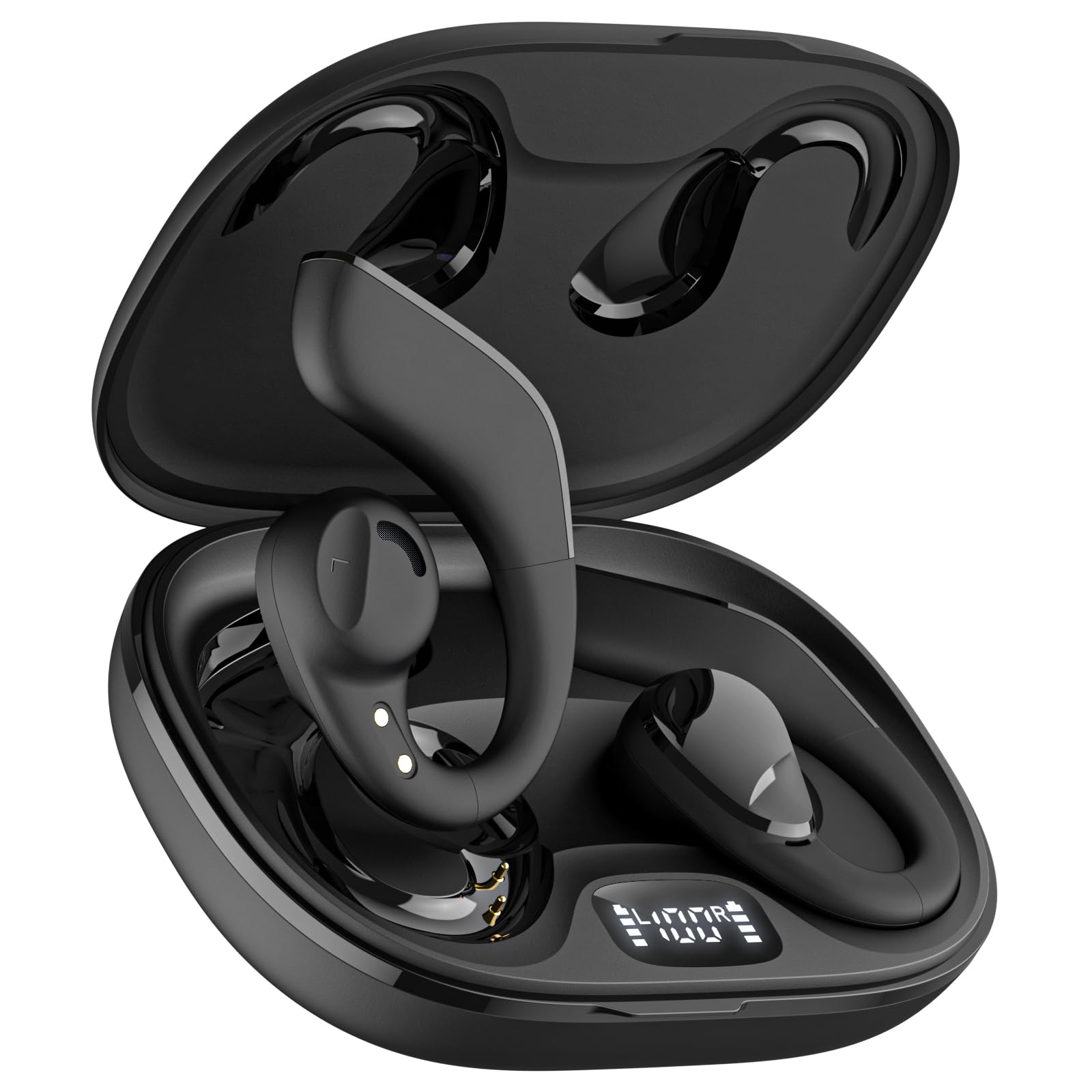 Jzones Open Ear Headphones Wireless Bluetooth 5.3, Open Ear Earbuds with Dual 16.2mm Dynamic Drivers 60 Hours Playtime Waterproof Sport Earbuds Compatible with iPhone Android TV