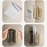 Quzente No Drill Floating Remote Wall Holder - Chic Phone Storage Rack view 7