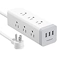 Power Strip Surge Protector with USB, TESSAN 6.5 FT Extension Cord with 9 Outlets 3 USB Ports 1050J, 3 Prong Flat Plug Mounta