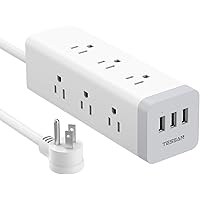 Power Strip Surge Protector with USB, TESSAN 6.5 FT Extension Cord with 9 Outlets 3 USB Ports 1050J, 3 Prong Flat Plug Mounta