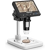 Elikliv Microscope, Digital Coin Microscope 1000x with Lights, EDM4, 4.3'' | 8 Adjustable LED Lighting, 720P LCD Microscope, Built-in Rechargeable Battery, Take Photos/Videos, Windows/MacBook Compatible
