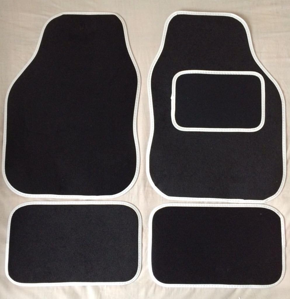 K2AUTOPARTS K2AUTOPARTSWHITETRIM1431 Car Carpet Floor Mats White Trim Front Rear