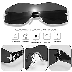 Haqptul Rimless Y2K Sunglasses Star Wrap Around