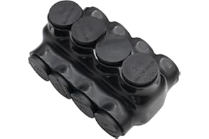 AIRTAK 6AWG-250Kcmil Insulated 4 Port Inline Splice Connector Black Wire Connectors,Allen Hex 5/16" Insulated Cable Connectors Pre-Loaded Oxide Inhibitors,UL Listed(1pcs)