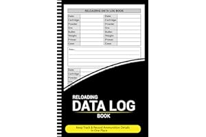 Reloading Data Log Book: Ammunition And Equipment Record book, Tracking Handloading Details (108 Pages, 6"x9")