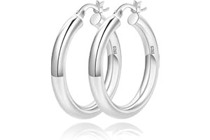 4mm Thick Gold Chunky Earrings Steling Silver Hoops Earrings For Women Hollow Tube Hoops Earrings Thick Gold Hoop Earrings Hy