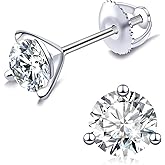 2CT Moissanite Screw Back Earrings - 925 Sterling Silver 3 Prongs 6.5mm D-color VVS1 Moissanite Stud Earrings Jewelry Gift for women Men