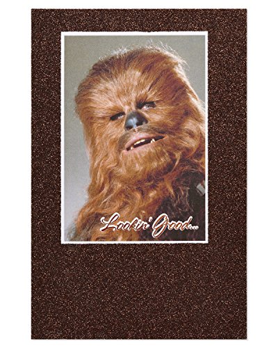 American Greetings Funny Chewbacca Star Wars Birthday Card with Glitter