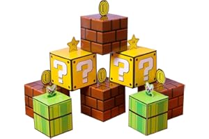 SUYEPER Super Theme Water Pipe Question Brick Treat Boxes Snack Goody Cardboard Bag Birthday Party Favors Decorations Gift Wrap Boxes (12PCS)