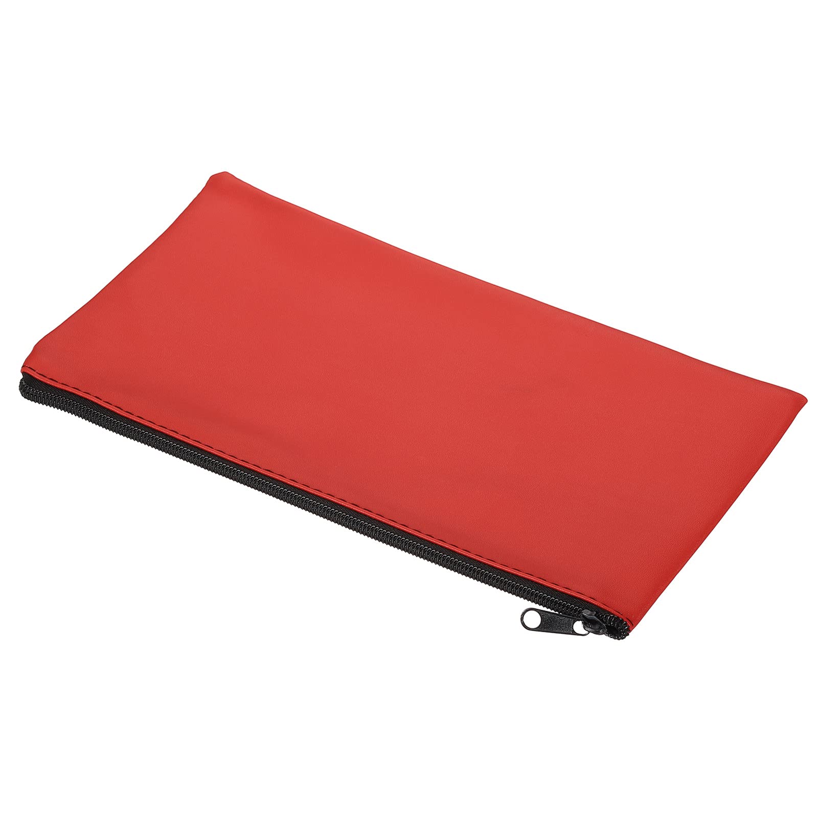 PATIKIL Waterproof Zipper Bag, Leatherette Small Compact Bills Bank Deposit Cash Storage Pouch for Office, Red