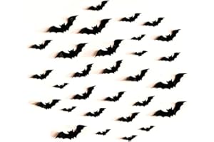FASHIONWU 80pcs 3D Bats Stickers, Halloween Party Supplies Waterproof Scary Bats Wall Decals DIY Home Window Decor, Removable Bats Stickers for Indoor Outdoor Halloween Wall Decorations