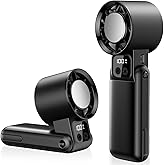 WOWF Portable Handheld Fan, 12000RPM Powerful Hand Fan Foldable with Air Turbo Tech Cooling,Turbo Fan for Indoor Outdoor Activities, Travel, Working (Black)