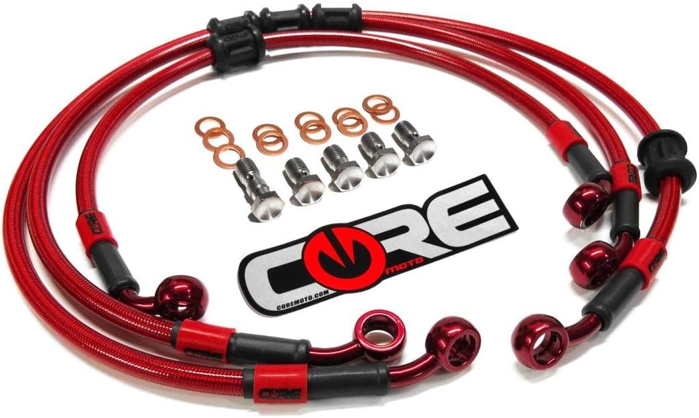 Core Moto - Yamaha YZF R1 2004-2006 Performance Brake lines Front and Rear Combo - Translucent Red