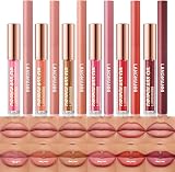 HQDA 12 Pcs Hydrating Lip Oils + Lip Liner Pencil Set Nude Lip Gloss