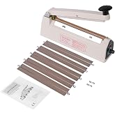 SYAMZZMS 8 Inch Commercial Impulse Bag Heat Sealer Machine | Compact portable heavy duty manual heat sealer with 3mm strip. Solid aluminum build for PE/PP, coffee &amp; snack food bags.