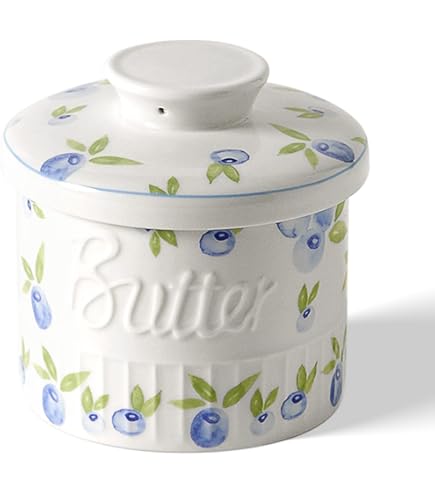 Fanquare Beurrier En Porcelaine Avec Couvercle Pour Comptoir, Support à Beurre Rose, Beurrier Avec Couvercle, Bleu