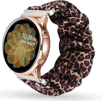 Miimall 20mm Scrunchie Correa Compatible con Samsung Galaxy Watch Active/Acitve 2 40mm/ 44mm, Elástica Suave Tela Estampada Correa Reemplazo para ...