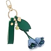 Tulip Keychain, Hand-Sewn Tulip Flower Charm for Purse Handbags Bag Car Accessories Charms PU Key Charms
