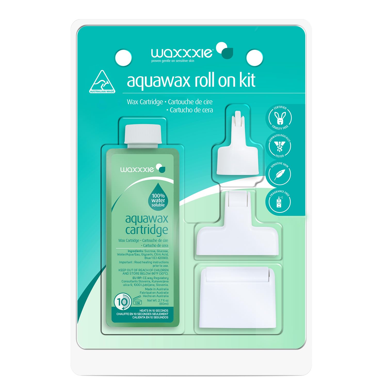 Waxxxie Aqua Wax Roll on Wax Kit - Water Soluble Strip Wax for Effortless Hair Removal with Salon Quality Results