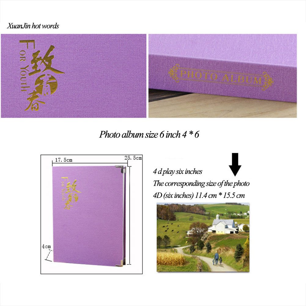 Inserted Page Photo Album- Owmoon Picture Holders Which Have 120 Pockets for up to 4x6” Photos, Instax Picture, Name-card , Memo Ticket Holder .Collecting Book With a Message Box ,For youth