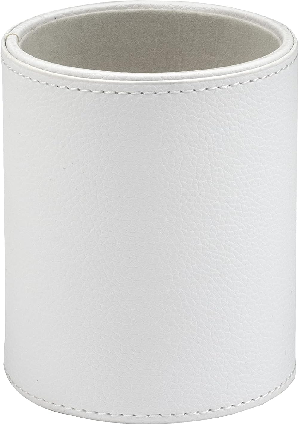 Osco White Faux Leather Pen Pot Desk Organizer 7.5cm W x 10.5cm H x 8.5cm Dia
