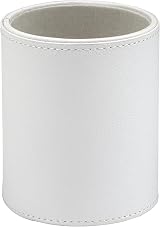 Osco White Faux Leather Pen Pot Desk Organizer 7.5cm W x 10.5cm H x 8.5cm Dia