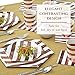 SILVER SPOONS PARTY DISPOSABLE 36 PC DINNERWARE SET | 18 Dinner Plates | 18 Side Plates | Heavyweight Paper Plates | Hexagon Design | Biodegradable Plates (Stripe Collection – Rose)