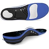Plantar Fasciitis Insoles, 220+ lbs High Arch Support Inserts, Pain Relief Orthotic Heavy Duty Flat Feet for Men Women, Athletic Work Boot Insoles Standing All Day, Blue - M
