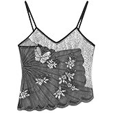 Sexy Sparkle Sequin Rhinestone Crop Cami Top Sleeveless Pearl Embellished Glitter Camisole Backless V Neck Going Out Tank Top