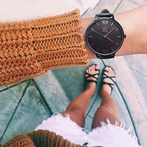 5 SK+Watches+Leather+Wristwatch+Feminino